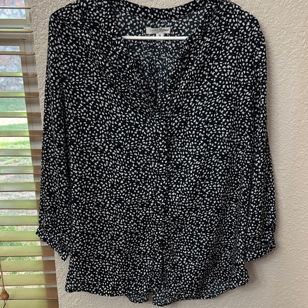 JACHS Girlfriend Black and White Patterned Blouse